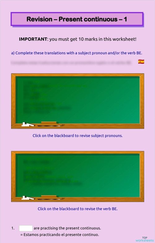 Present Continuous Grade 1 Worksheet 1313x656