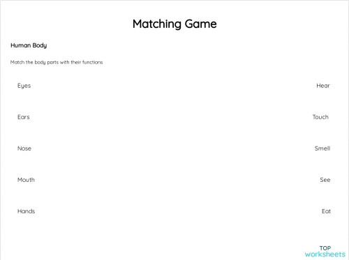 Matching Game. Interactive worksheet | TopWorksheets