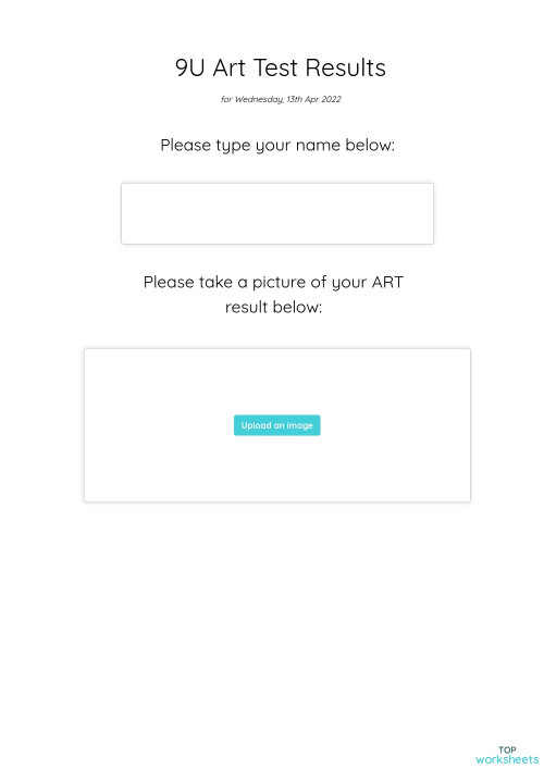 9U ART Test Result. Interactive worksheet TopWorksheets