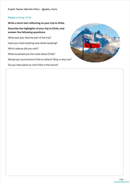 Writing - A trip to Chile. Interactive worksheet | TopWorksheets