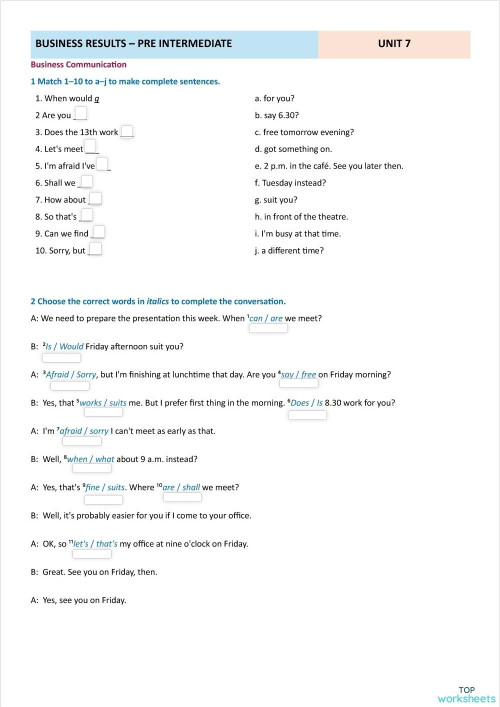 BR Pre Int_7.2. Interactive worksheet | TopWorksheets
