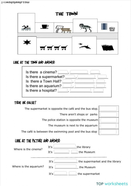 The Town. Interactive worksheet | TopWorksheets