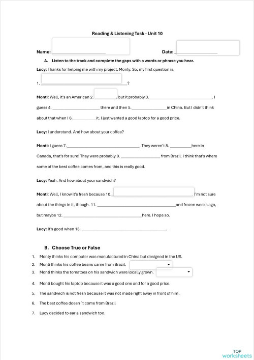Sample exercise february. Interactive worksheet | TopWorksheets