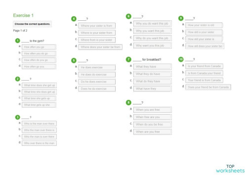 Gateway A1+ Unit 2 Questions. Interactive worksheet | TopWorksheets
