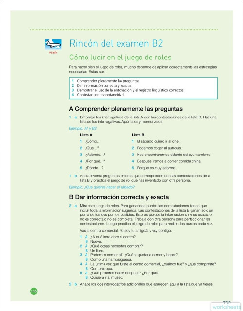 2. Rincón de examen B2 110. Ficha interactiva | TopWorksheets