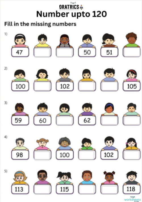 2 Numbers upto 120. Interactive worksheet | TopWorksheets