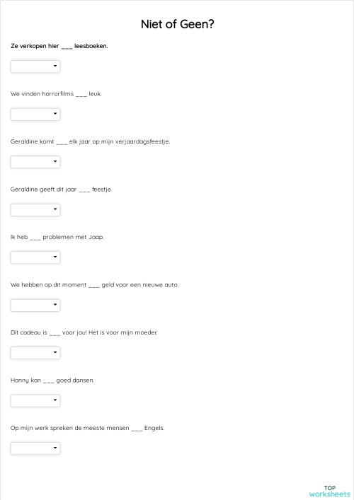 Interactive worksheets and online exercises in dutch | TopWorksheets