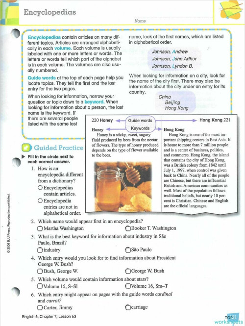 Encyclopedia: interactive worksheets and online exercises | TopWorksheets