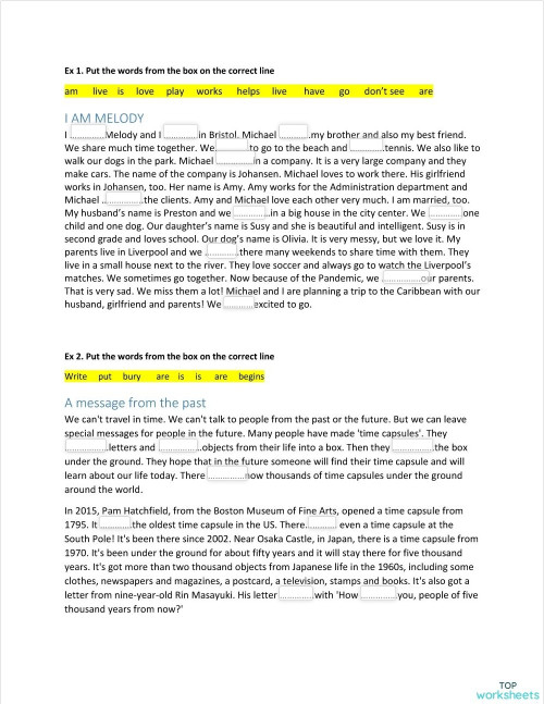 Present Simple - fill in the blanks. Interactive worksheet | TopWorksheets