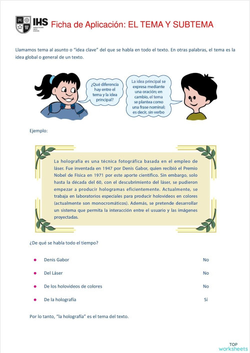 TEMAS Y SUBTEMAS: fichas interactivas y ejercicios online | TopWorksheets