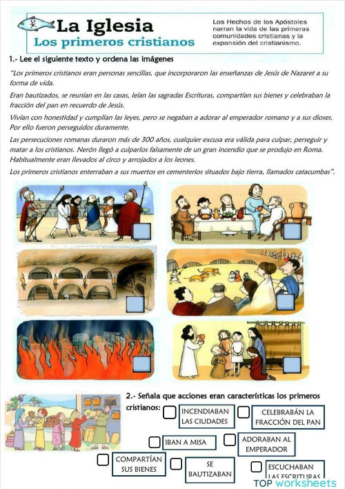 Los primeros cristianos. Ficha interactiva | TopWorksheets