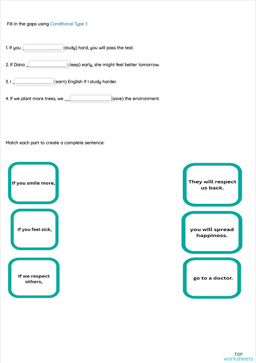 Zero, First, Second Conditional. Interactive worksheet | TopWorksheets