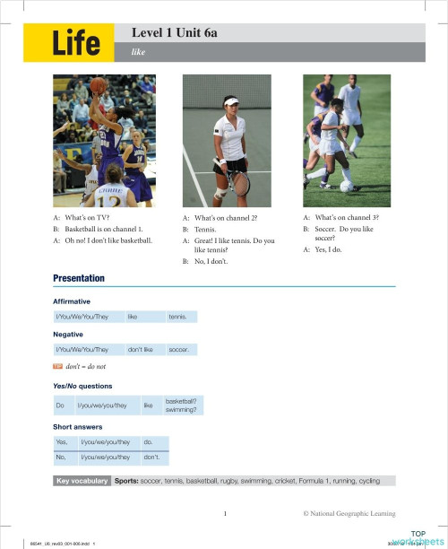 Neo Cursos Life 1 Unit 6a. Interactive worksheet | TopWorksheets