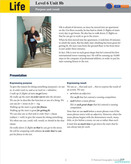 Neo Cursos Life 6 Unit 8b. Interactive worksheet | TopWorksheets