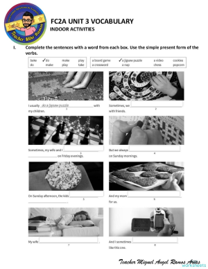 INDOOR ACTIVITIES. Interactive worksheet | TopWorksheets
