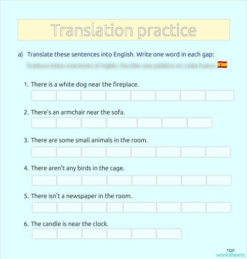 Translation practice. Interactive worksheet | TopWorksheets