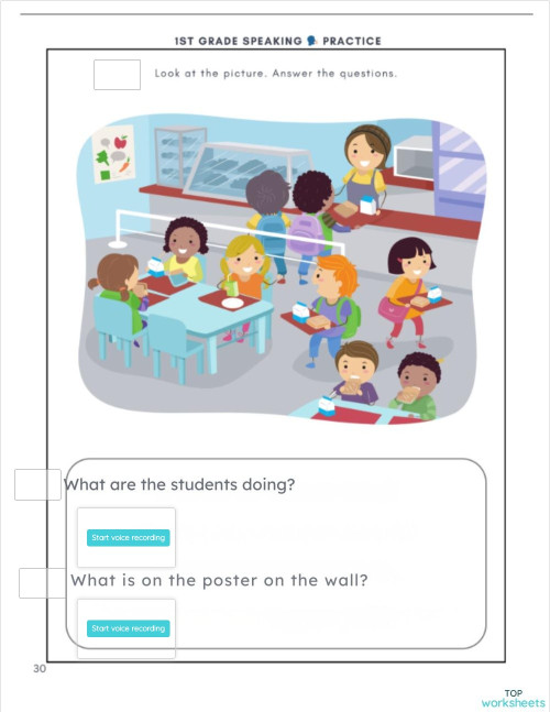 First Grade Speaking Practice 1. Interactive worksheet | TopWorksheets