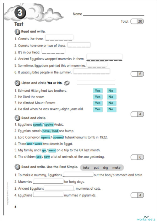 Form 4. Lesson 33. Test 3.. Interactive worksheet | TopWorksheets