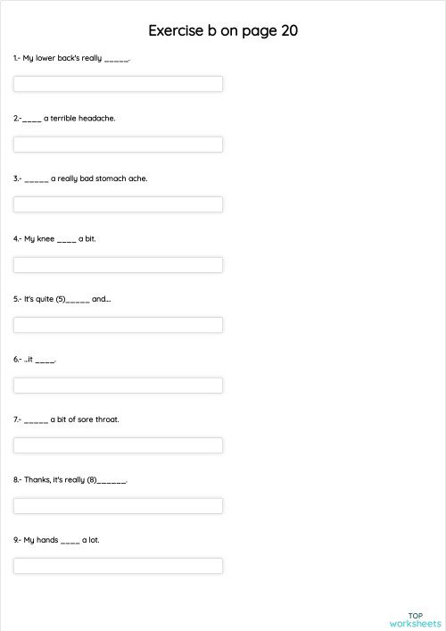 Exercise b on page 20. Interactive worksheet | TopWorksheets
