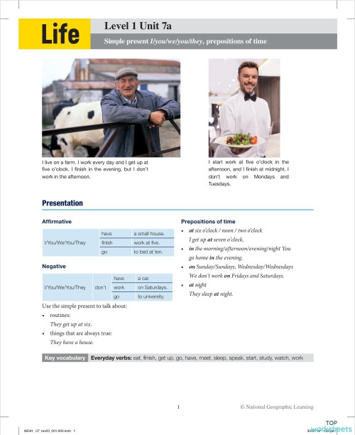 Neo Cursos Life 1 Unit 7a. Interactive worksheet | TopWorksheets