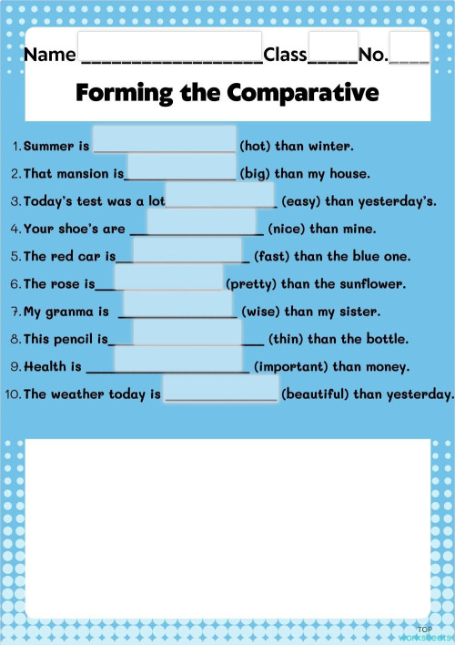 Comparative m.3. Interactive worksheet | TopWorksheets
