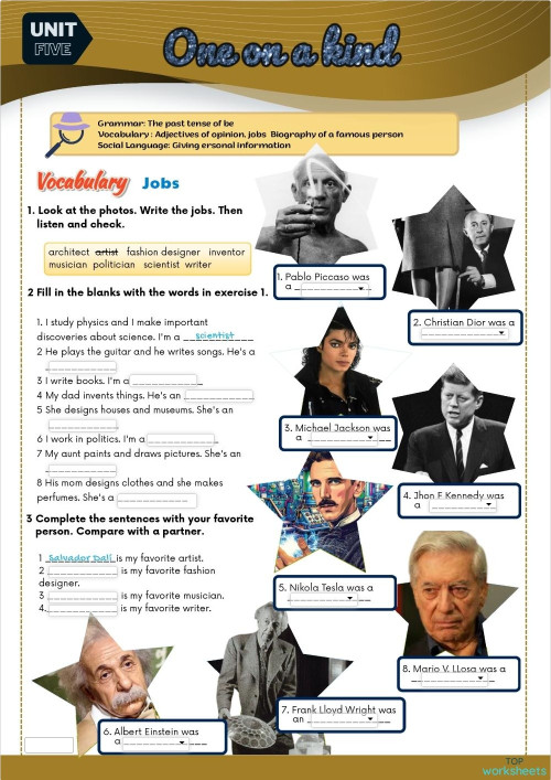 V.1 Vocabulary Job (3rd). Interactive worksheet | TopWorksheets