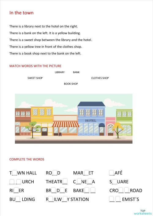 IN THE TOWN. Interactive worksheet | TopWorksheets