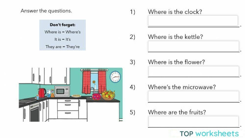 Where - KItchen Items, Writing. Interactive worksheet | TopWorksheets