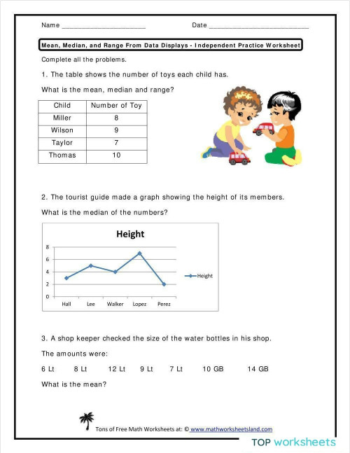 Data Handling - Mean Median Mode. Interactive worksheet | TopWorksheets