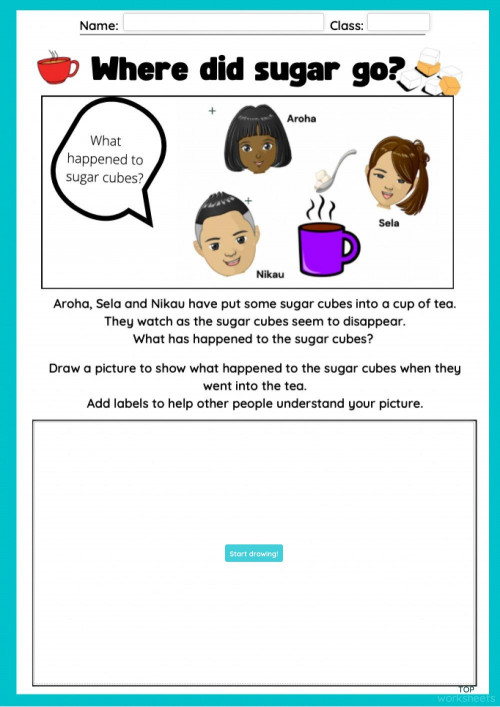 Where did sugar go?. Interactive worksheet TopWorksheets