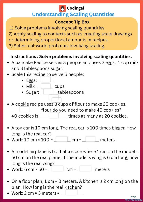 M_G06M06L27_WA01_Scaling Quantities. Interactive worksheet | TopWorksheets