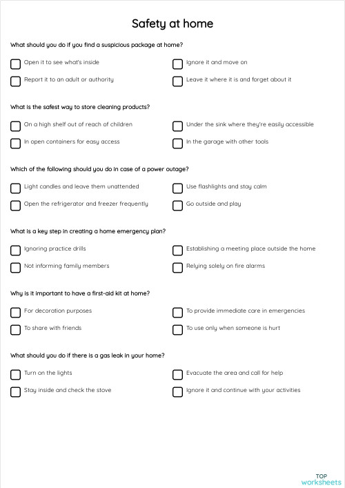 Safety at home interactive worksheet topworksheets