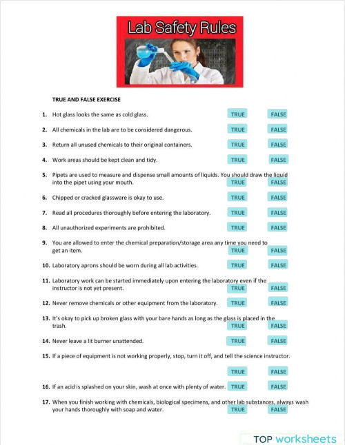 Lab Safety. Interactive worksheet TopWorksheets
