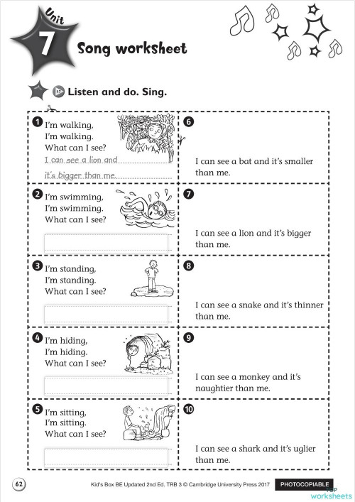 KB3 - U7 song and story. Interactive worksheet | TopWorksheets