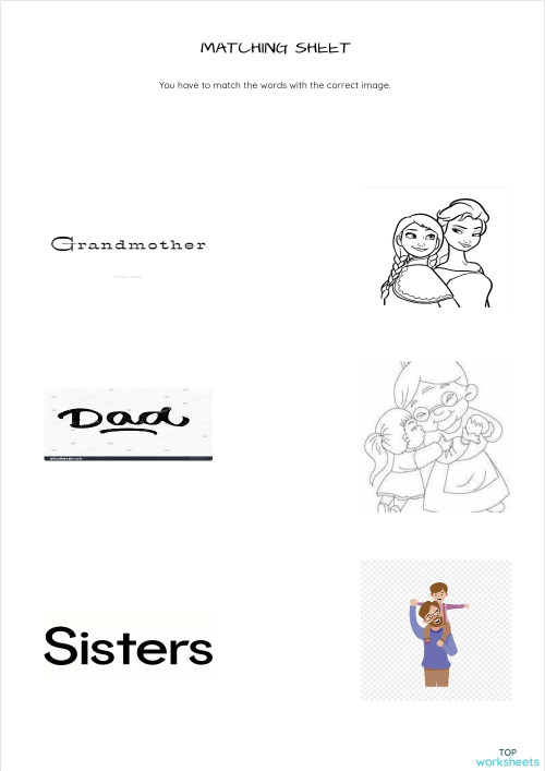 Match the pictures with the words. Interactive worksheet | TopWorksheets