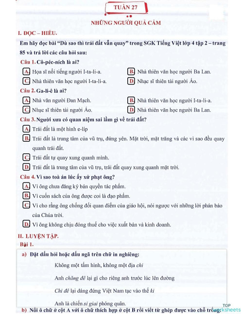Interactive worksheets and online exercises in vietnamese | TopWorksheets