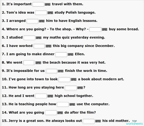 For or To - Exercise. Interactive worksheet | TopWorksheets