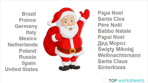 Santa's names. Interactive worksheet | TopWorksheets