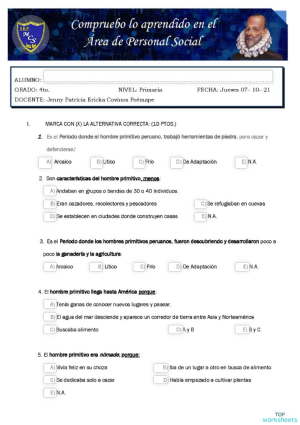 PERSONAL SOCIAL 4TO GRADO 07/10. Ficha interactiva | TopWorksheets