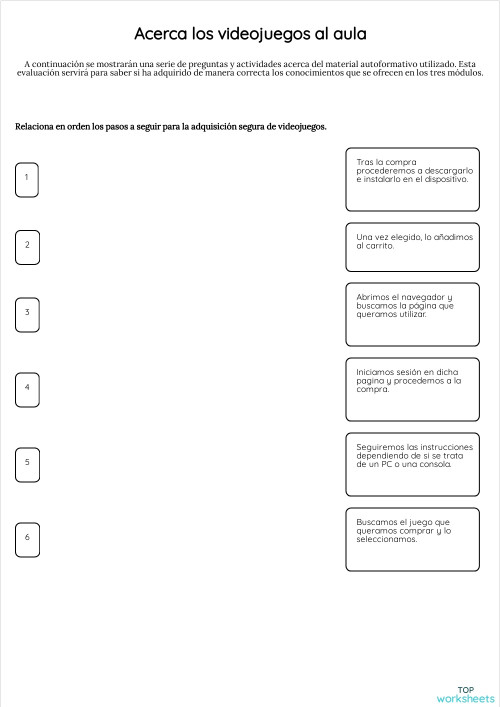 Acerca los videojuegos al aula. Ficha interactiva | TopWorksheets