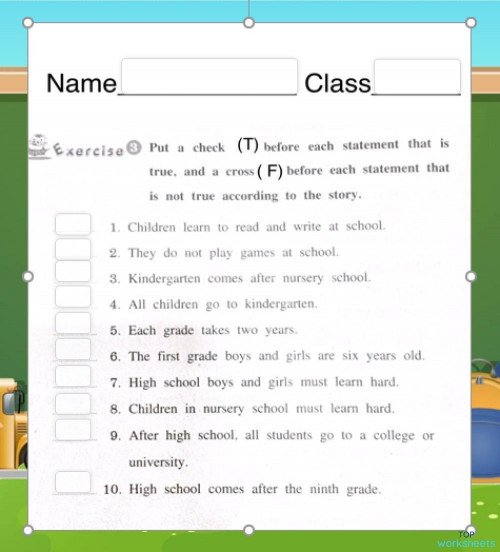 Going to school P.5,G.5. Interactive worksheet | TopWorksheets
