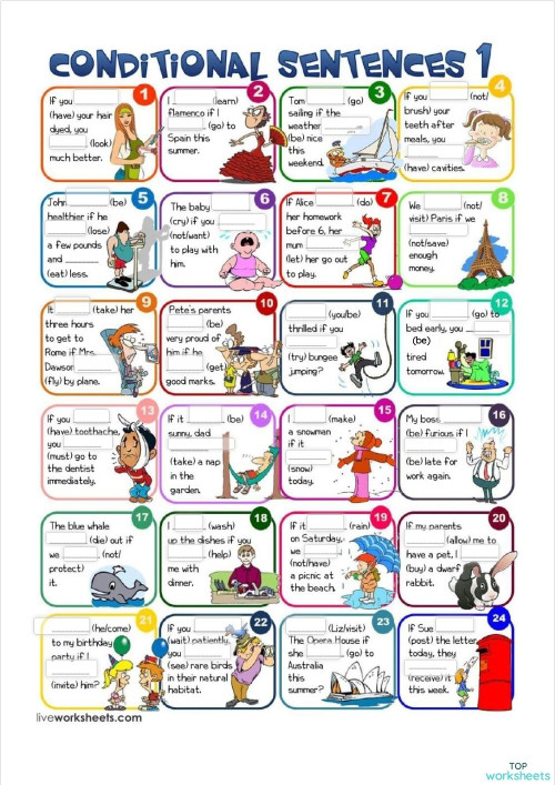 Câu điều kiện loại 1 (Conditional sentences type 1). Bài tập tương tác ...