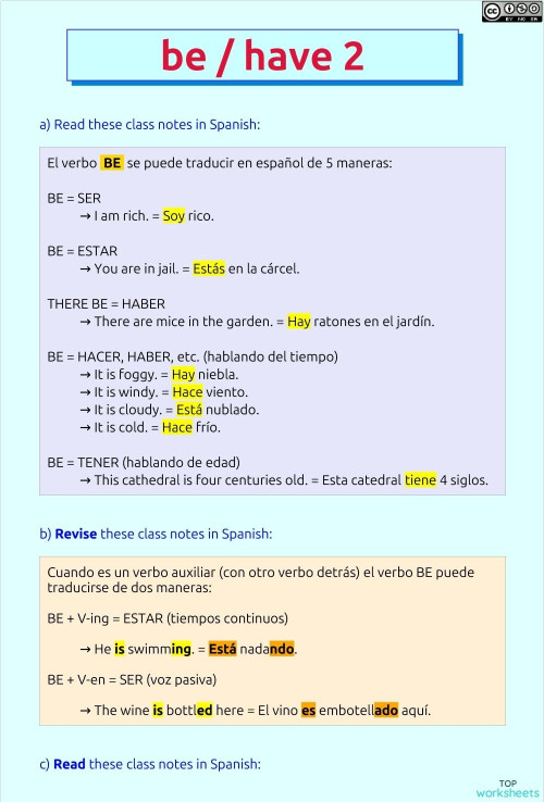 Be / have: fichas interactivas y ejercicios online | TopWorksheets
