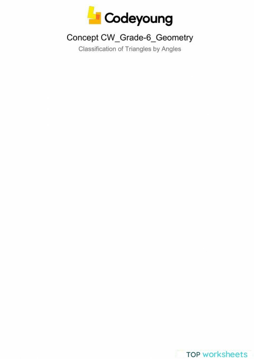 Classification of Triangles by Angles Concept CW. Interactive worksheet