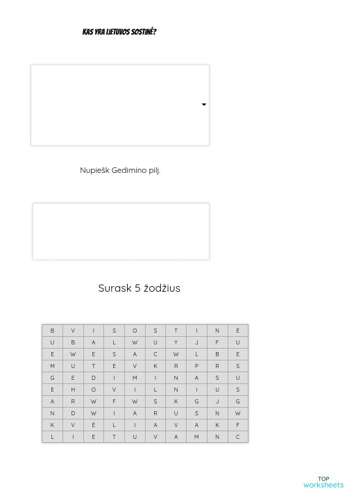 Ką žinai apie Lietuvą?. Interactive worksheet | TopWorksheets