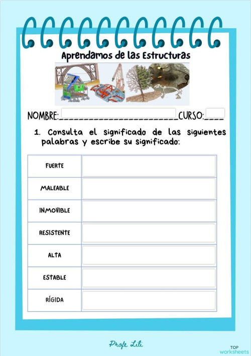Estructuras: fichas interactivas y ejercicios online | TopWorksheets