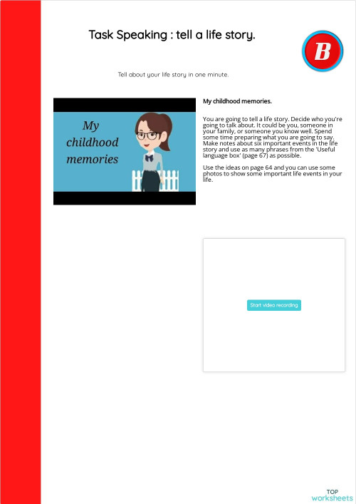 Task Speaking 🗣️: tell a life story. 👦🏻👧🏻. Interactive worksheet ...
