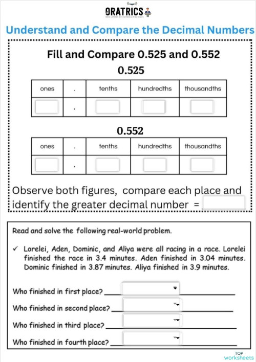 Comparison EE. Interactive worksheet | TopWorksheets