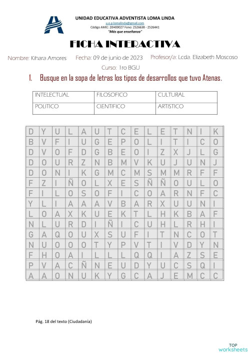 Ficha Interactiva Ficha Interactiva Topworksheets