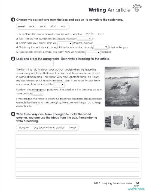 Going Green - Look (5) = Unit 6. Interactive worksheet | TopWorksheets